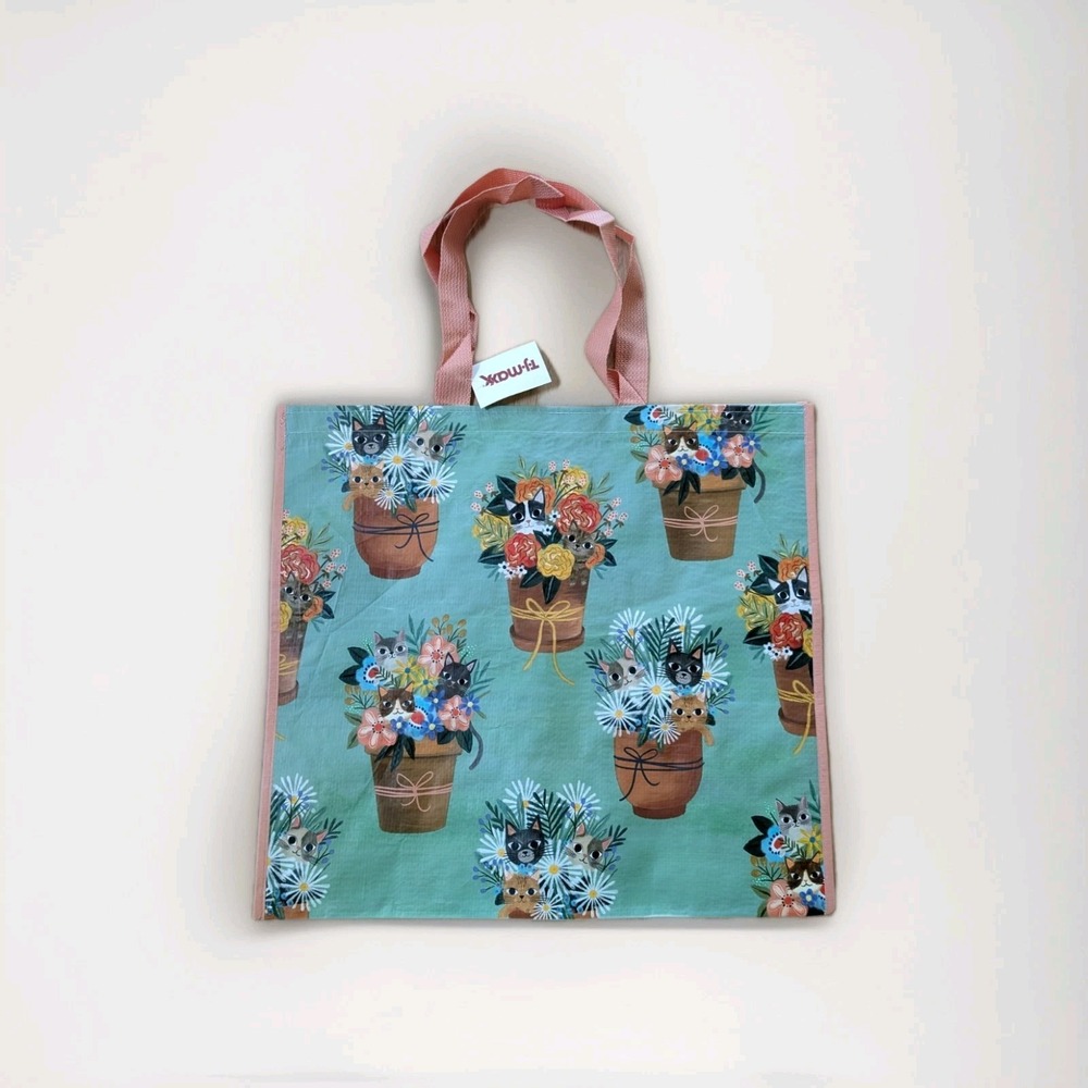 Cat Basket Reusable Tote Bag‎ 18" X 19" X 7"  Framed Coquette Pink TJMaxx
